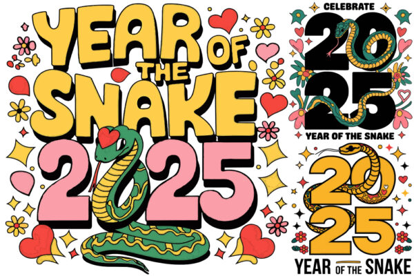 10款2025新年蛇年春节除夕EPS矢量海报手绘插画插图源文件合集Year of Snake banners 14-第8532期-