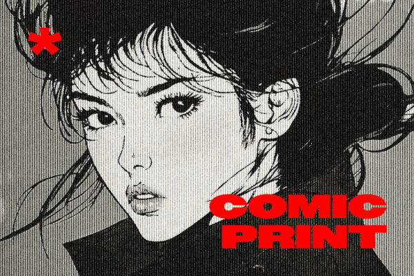 复古颗粒噪点打印印刷漫画艺术PSD特效样机Striped Comic Print Photo Effect-第8557期-