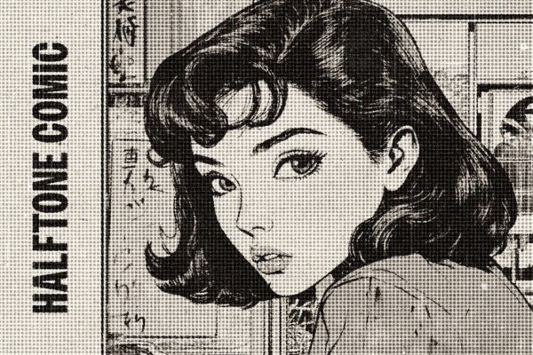 复古半调波点颗粒噪点打印印刷漫画艺术PSD特效样机Halftone comic effect-第8557期-