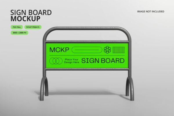 3款极简街道防护牌边栏海报广告设计展示PSD样机Signage Board Mockup