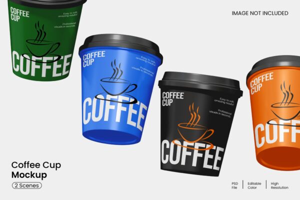 2款极简咖啡杯纸杯包装设计展示PSD样机Coffee Cup Mockup