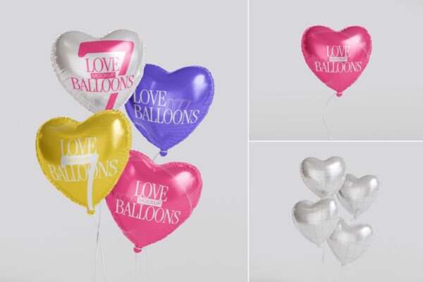 极简情人节爱心气球logo徽标设计展示PSD样机Love Balloon Mockup