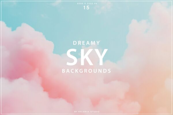 15款未来梦幻粉蓝色天空背景壁纸JPEG图片设计套装Dreamy Sky backgrounds