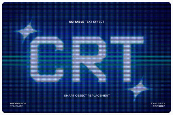 复古故障CRT电子屏幕文本logo徽标特效PSD样机Retro Console Text Effect-第8637期-