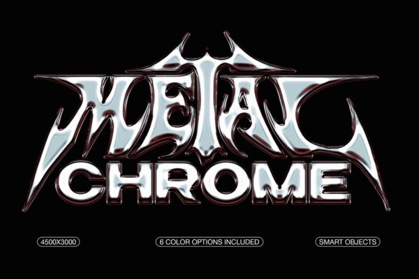 3D金属镀铬文本标题logo徽标特效PSD样机Chrome metal text and logo effect