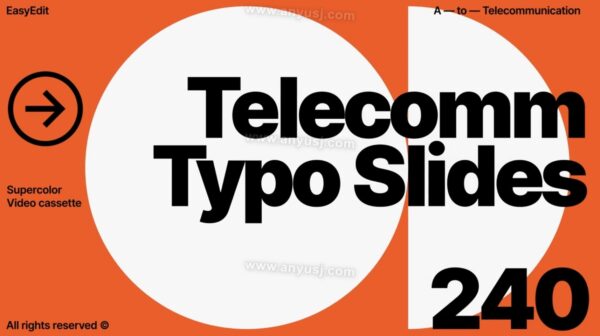 现代极简动态几何视频标题排版海报开场结尾AE模板Telecomm Typo Slides-第8748期-