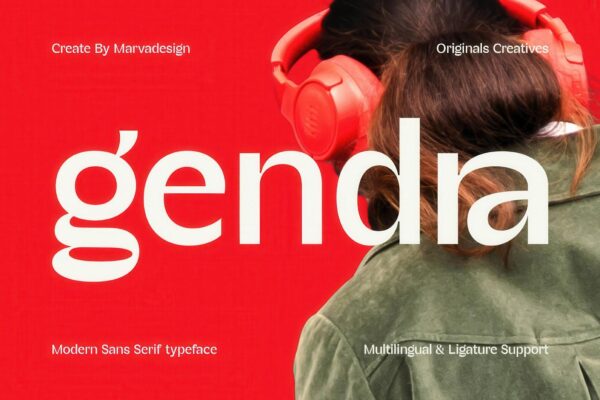 现代干净简约几何逆反差标题排版logo无衬线英文字体Gendra — Modern Sans Serif