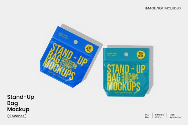 极简挂式包装袋塑料袋PSD样机Stand-up bag mockup
