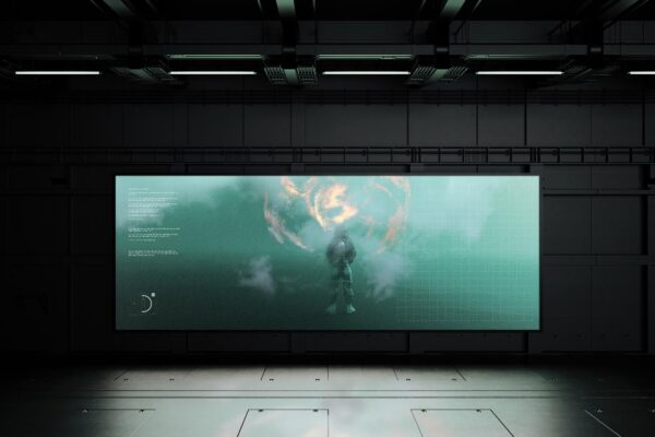 4款极简数字屏幕banner广告牌海报设计展示PSD样机Digital Screen Advertising mock up 3