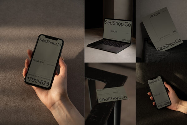 9款Ipad笔记本电脑手机海报传单名片设计展示PSD样机SédShop – S006 Mockup Bundle Vol.03-第9147期-
