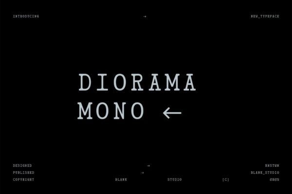 4款复古打字机机械印刷logo徽标标题排版衬线英文西文字体家族Diorama Mono Font Family