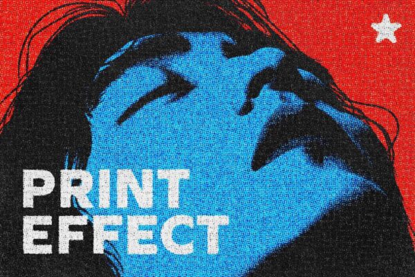 复古颗粒噪点印刷打印特效PSD样机Effect printed on grains-第9173期-