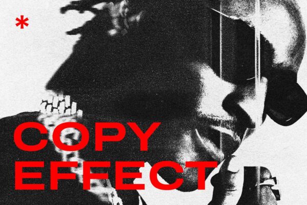 复古黑白颗粒噪点印刷复印打印特效PSD样机Effect of Copy Template-第9173期-