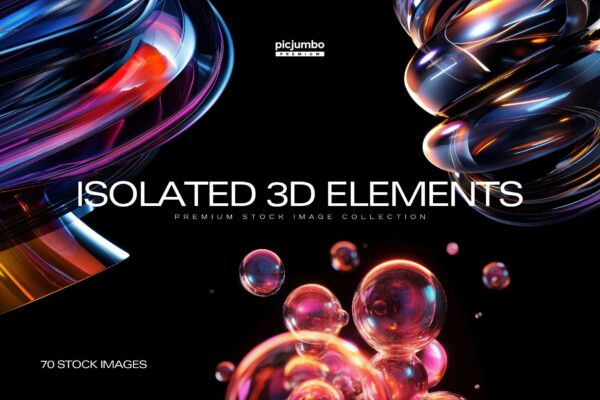 70款3D全息玻璃流体抽象几何艺术PNG免扣设计元素图片系列Isolated 3D Elements-第9176期-