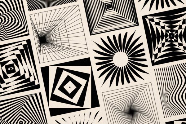 12款光学抽象几何艺术AI矢量图案图形设计素材Optical Geometric Vectors-第9181期-