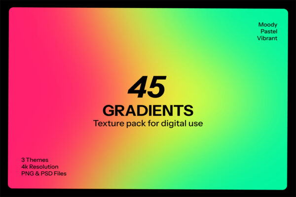 45款现代活力电光霓虹灯弥散光渐变抽象艺术JPG背景图片套装45 Gradients Texture Pack-第9204期-