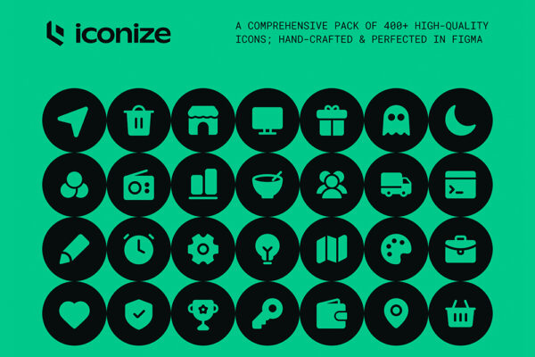 400+现代极简网页网站Iocn图标Figma矢量图形设计套装Iconize — Icon Pack with 400+ Icons-第9227期-