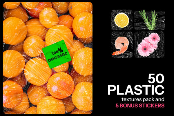 50款逼真复古透明褶皱塑料薄膜PNG纹理肌理背景图片设计套装50 Plastic Textures Pack – PNG & PSD Files-第9233期-