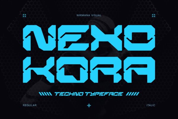 未来科技未来风机甲无衬线logo标题排版西文英文字体Nexokora Techno – Fonte do Logo