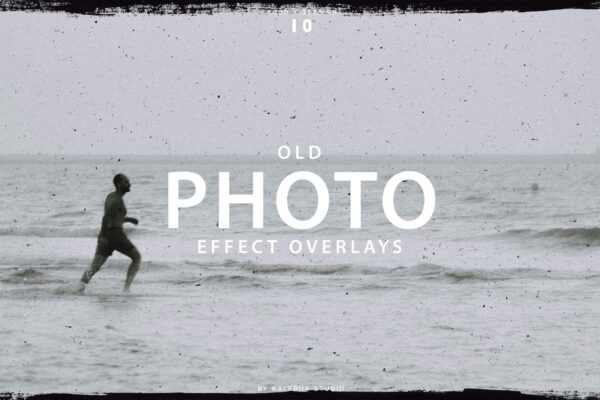10款复古旧照片滚墨滚刷方形边框颗粒肌理叠加PNG图片素材Old Photo Effects Overlays