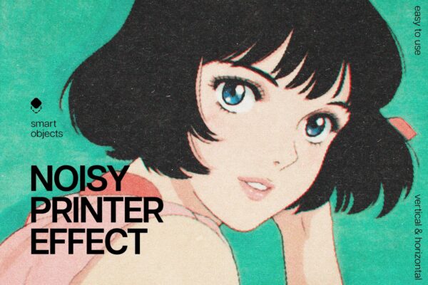 复古颗粒噪点印刷打印叠加肌理PSD特效样机Noisy Printer Effect