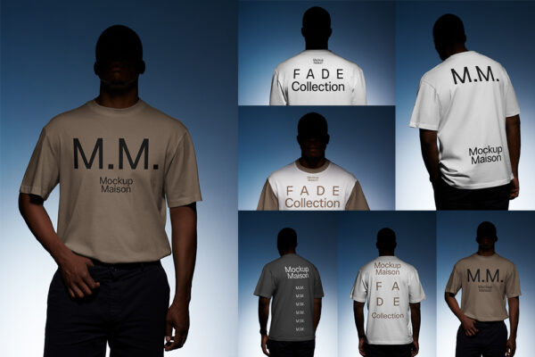 6款现代极简模特T恤短袖服装印花设计展示PSD样机效果图Maison – Fade Apparel Vol.01-第9297期-