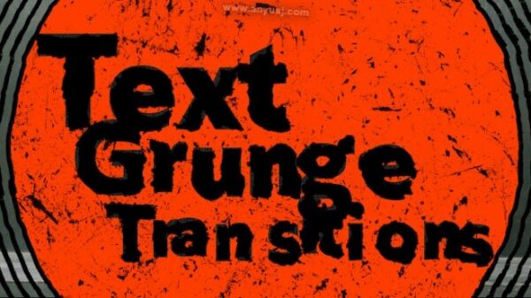 复古磨损故障动态文本标题AE/PR/FCPX视频转场过渡模板预设Text Grunge Transitions-第9298期-