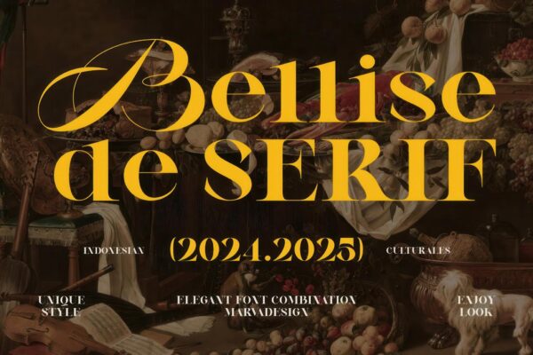 优雅复古奢侈品牌logo徽标标题排版衬线西文英文字体Bellise de Serif Font