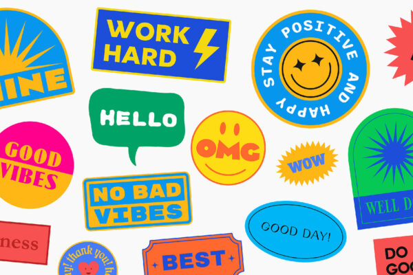复古趣味贴纸标签AI矢量图形设计组合Cool Trendy Stickers Collection