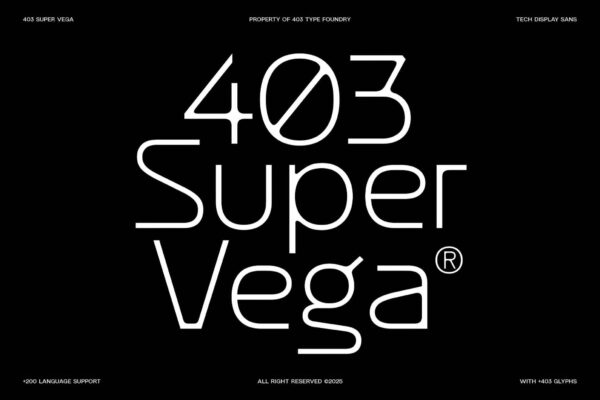 现代未来工业主义冲击力野兽派科技感logo标题排版无衬线字体403 Super Vega Sans Serif