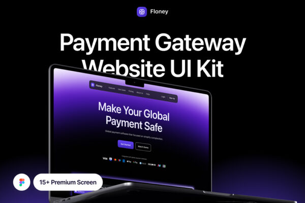 现代极简财务运营支付管理Web网站网页Figma模板UI设计Floney – Payment Gateway Website UI KIT-第9527期-