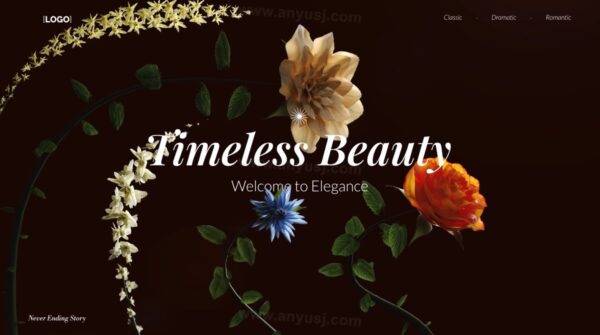 优雅3D花朵花卉绽放动态标题排版片头AE视频模板Timeless Beauty – 3D Flowers-第9538期-