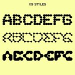 3款极具冲击力先锋艺术Y2K位图波点网格logo文本标题英文西文装饰字体组合Dot.Font