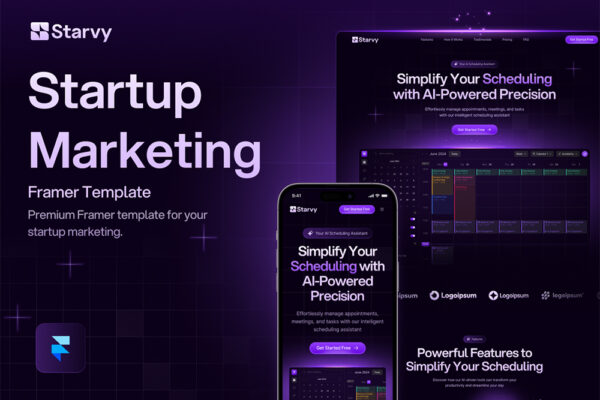 现代AI智能公司web网页网站APP移动应用页面figma/Framer模板Starvy – Technology Website Template-第9559期-