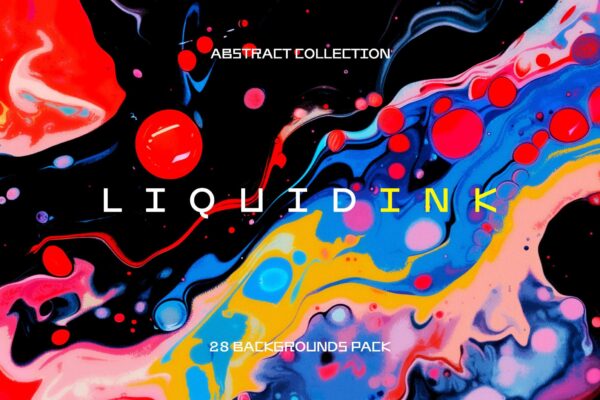28款抽象艺术撞色油彩丙烯颜料流体JPG背景图片Abstract Liquid Ink Backgrounds-第9593期-