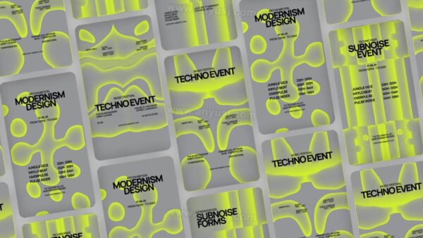 6款抽象艺术流体几何动态海报AE视频模板素材Subnoise Forms Typography-第9604期-