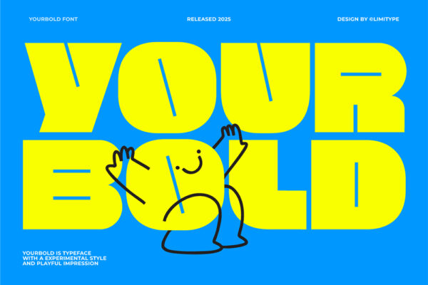 复古趣味俏皮厚重logo标题无衬线西文英文字体Yourbold