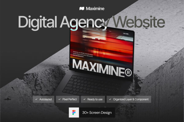 现代极简数字代理品牌工作室Web网站网页APP移动应用UI套件Figma模板MAXIMINE – Digital Agency Web App UI Kit-第9628期-