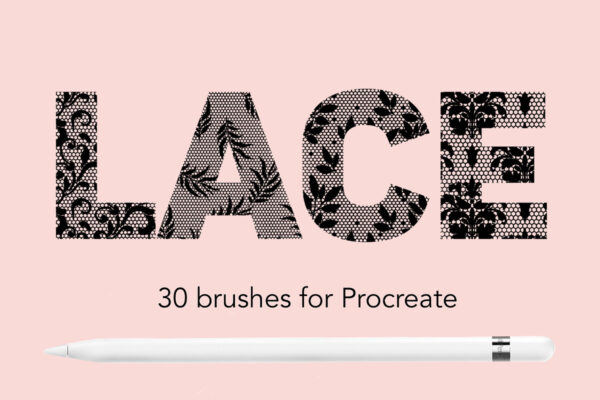 30款无缝蕾丝图案花纹边框Procreate笔刷预设套装Lace pattern procreate brushes