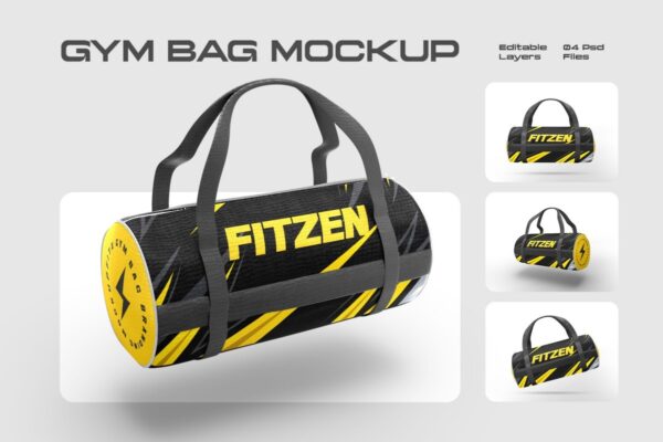 4款极简健身包手提包设计展示PSD样机Duffel Gym Bag Mockups Set