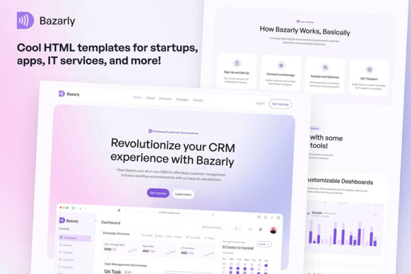 现代极简SaaS软件数字金融科技公司web网站网页Figma模板Bazarly – Software & SaaS HTML5 Template-第9745期-