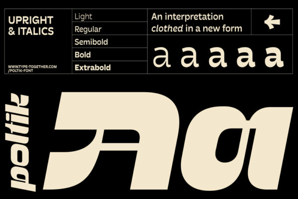 13个复古趣味逆反差无衬线logo徽标标题排版西文英文字体家族Poltik Font Family